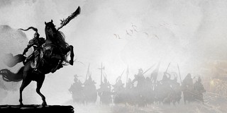 白色中国风纹理将军骑马沙场士兵古战场游戏展板背景游戏战火